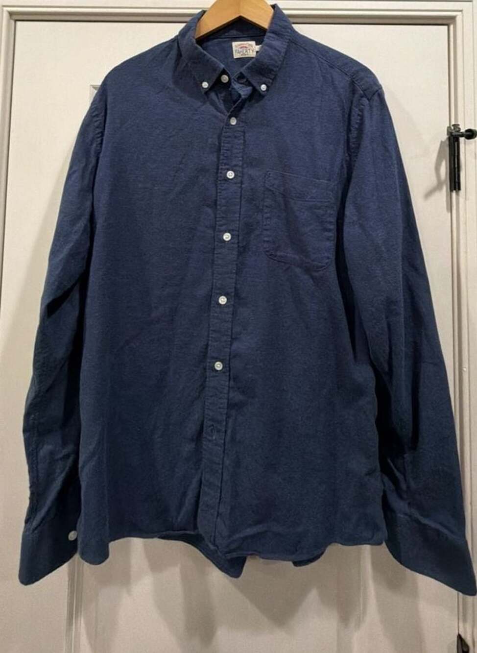 Faherty Brand Button-Down Shirt Size L Blue Cotton Long Sleeve